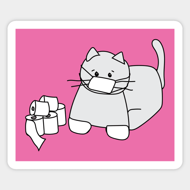 Corona Cat White Gloves Pink Back Sticker by kristinbell